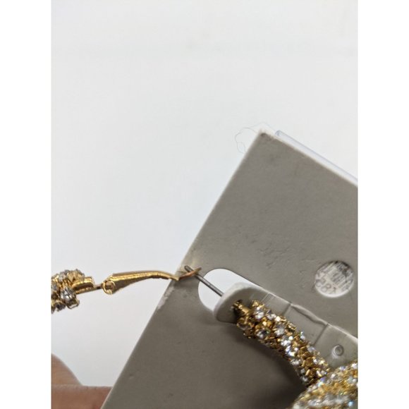 NWT Nordstrom Crystal Hoop Earrings One Size Gold - Picture 5 of 6